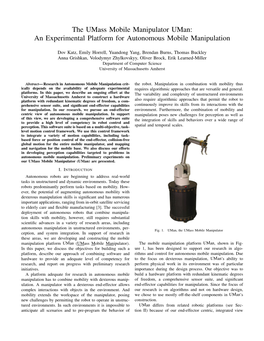 The Umass Mobile Manipulator Uman: an Experimental Platform for Autonomous Mobile Manipulation