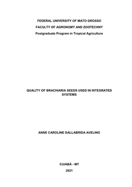 Quality of Brachiaria Seeds Used in Integrated Systems