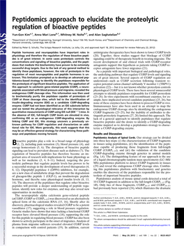 Peptidomics Approach to Elucidate the Proteolytic Regulation of Bioactive Peptides