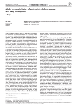 A Brief Taxonomic History of Neotropical Mistletoe Genera, with a Key to the Genera