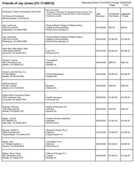 Friends of Jay Jones (CC-17-00012) Reporting Period: 01/01/2020 Through: 06/30/2020 Page: 1 of 22