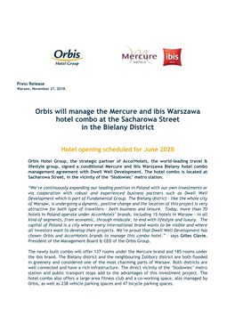 Orbis Will Manage the Mercure and Ibis Warszawa Hotel Combo at the Sacharowa Street in the Bielany District