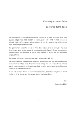 Chroniques Compilées Lectures 2000-2019