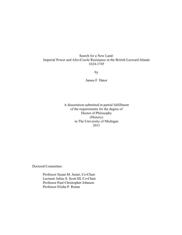 Search for a New Land: Imperial Power and Afro-Creole Resistance in the British Leeward Islands 1624-1745