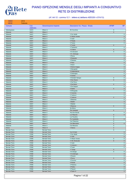 Piano Ispezione Mensile Degli Impianti a Consuntivo Rete Di Distribuzione