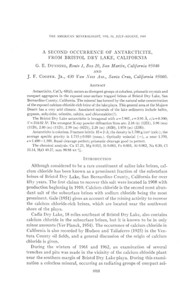 A Second Occurrence of Antarcticite, from Bristol Dry Lake, California G