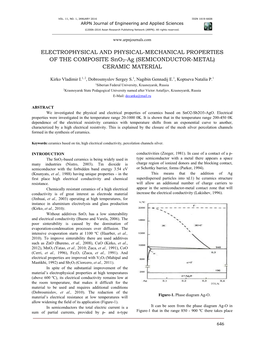 ELECTROPHYSICAL and PHYSICAL-MECHANICAL PROPERTIES of the COMPOSITE Sno2-Ag (SEMICONDUCTOR-METAL) CERAMIC MATERIAL