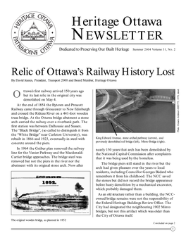 Heritage Ottawa NEWSLETTER