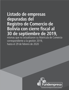 Listado De Empresas Depuradas Del Registro De Comercio De Bolivia