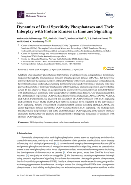 Dynamics of Dual Specificity Phosphatases