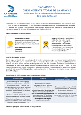 DIAGNOSTIC DU CHEMINEMENT LITTORAL DE LA MANCHE Sur Le Territoire De La Communauté De Communes De La Baie Du Cotentin