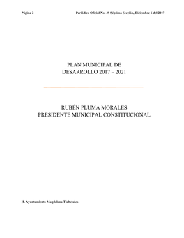 Plan Municipal De Desarrollo 2017 – 2021