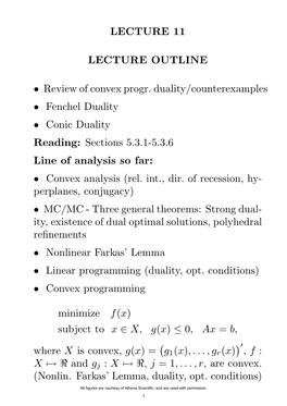 6.253 Convex Analysis and Optimization, Lecture 11