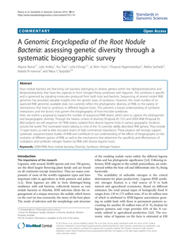 A Genomic Encyclopedia of the Root Nodule Bacteria