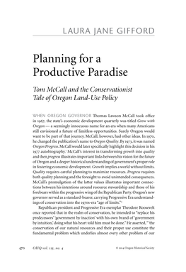 Planning for a Productive Paradise