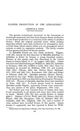 Flower Production in the Lemnaceae.*