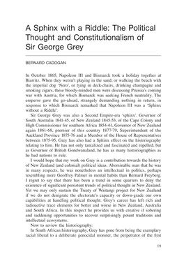 The Political Thought and Constitutionalism of Sir George Grey