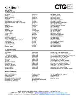 Kirk Bovill SAG-AFTRA TV (Partial List)