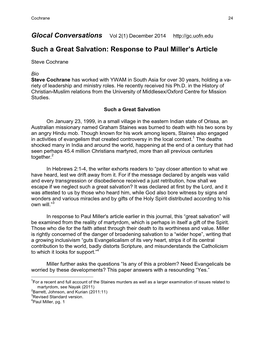 Such a Great Salvation: Response to Paul Miller's Article