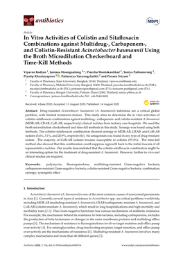 In Vitro Activities of Colistin and Sitafloxacin Combinations Against