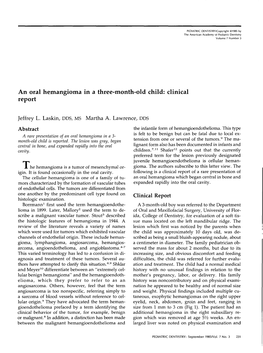 An Oral Hemangioma in a Three-Month-Old Child: Clinical Report