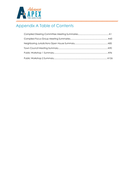 Appendix a Table of Contents