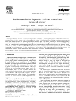 Residue Coordination in Proteins Conforms to the Closest Packing of Spheresq