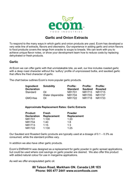 Garlic and Onion Extracts