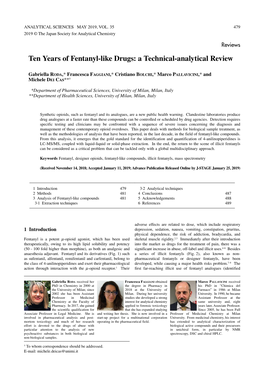 Ten Years of Fentanyl-Like Drugs: a Technical-Analytical Review