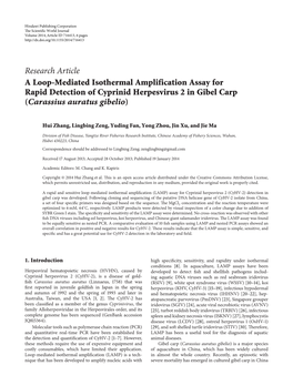 A Loop-Mediated Isothermal Amplification Assay for Rapid Detection of Cyprinid Herpesvirus 2 in Gibel Carp (Carassius Auratus Gibelio)