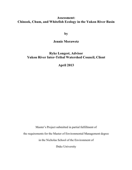 Chinook, Chum, and Whitefish Ecology in the Yukon River Basin