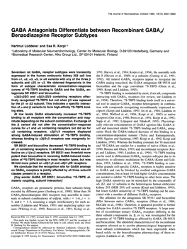 GABA Antagonists Differentiate Between Recombinant GABAJ Benzodiazepine Receptor Subtypes