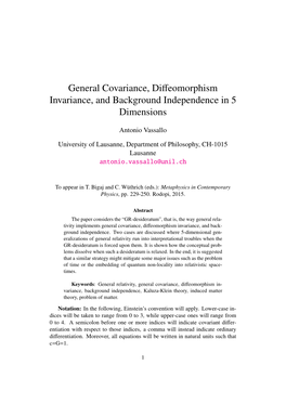 General Covariance, Diffeomorphism Invariance, And