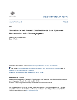 The Indians' Chief Problem: Chief Wahoo As State Sponsored Discrimination and a Disparaging Mark