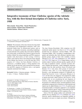 Integrative Taxonomy of Four Clathrina Species of the Adriatic Sea, with the First Formal Description of Clathrina Rubra Sarà, 1958