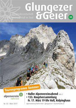 Tourenprogramm Sommer • Haller Alpenvereinsabend Seite 3 • 133