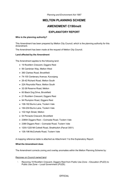 MELTON PLANNING SCHEME AMENDMENT C190melt