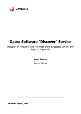 Opera Software “Discover” Service