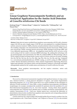 Linear Graphene Nanocomposite Synthesis and an Analytical Application for the Amino Acid Detection of Camellia Nitidissima Chi Seeds