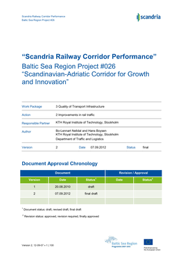 Railway Corridor Performance Baltic Sea Region Project #26