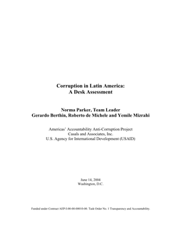 Corruption in Latin America: a Desk Assessment