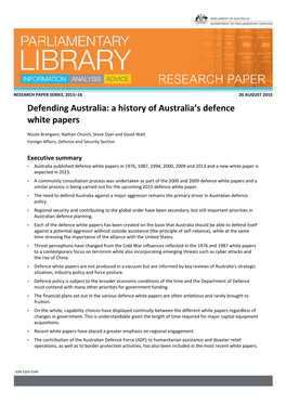 A History of Australia's Defence White Papers