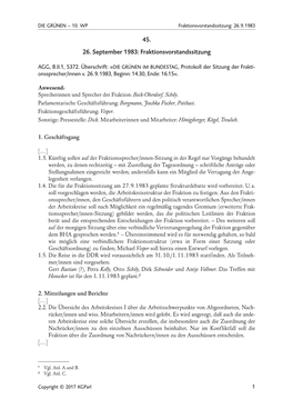 45. 26. September 1983: Fraktionsvorstandssitzung