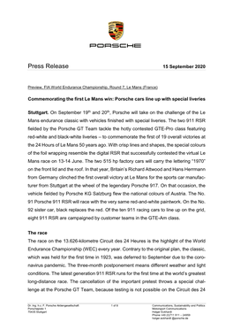 Press Release 15 September 2020