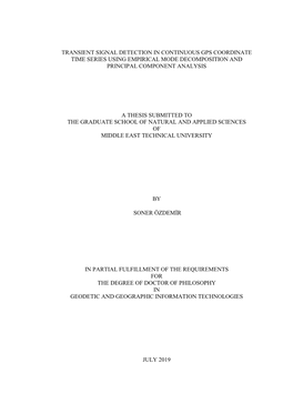 Transient Signal Detection in Continuous Gps Coordinate Time Series Using Empirical Mode Decomposition and Principal Component Analysis