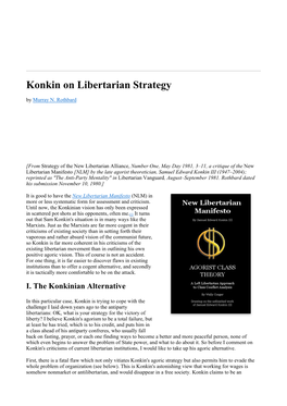 Konkin on Libertarian Strategy