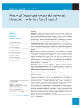 Pattern of Dermatosis Among the Admitted Neonates in a Tertiary Care Hospital