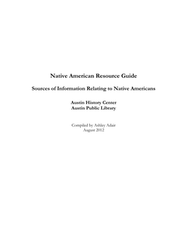 Native American Resource Guide