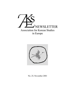 NEWSLETTER Association for Korean Studies in Europe