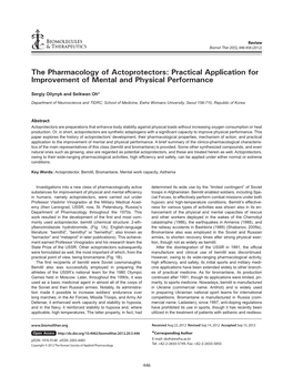 The Pharmacology of Actoprotectors: Practical Application for Improvement of Mental and Physical Performance